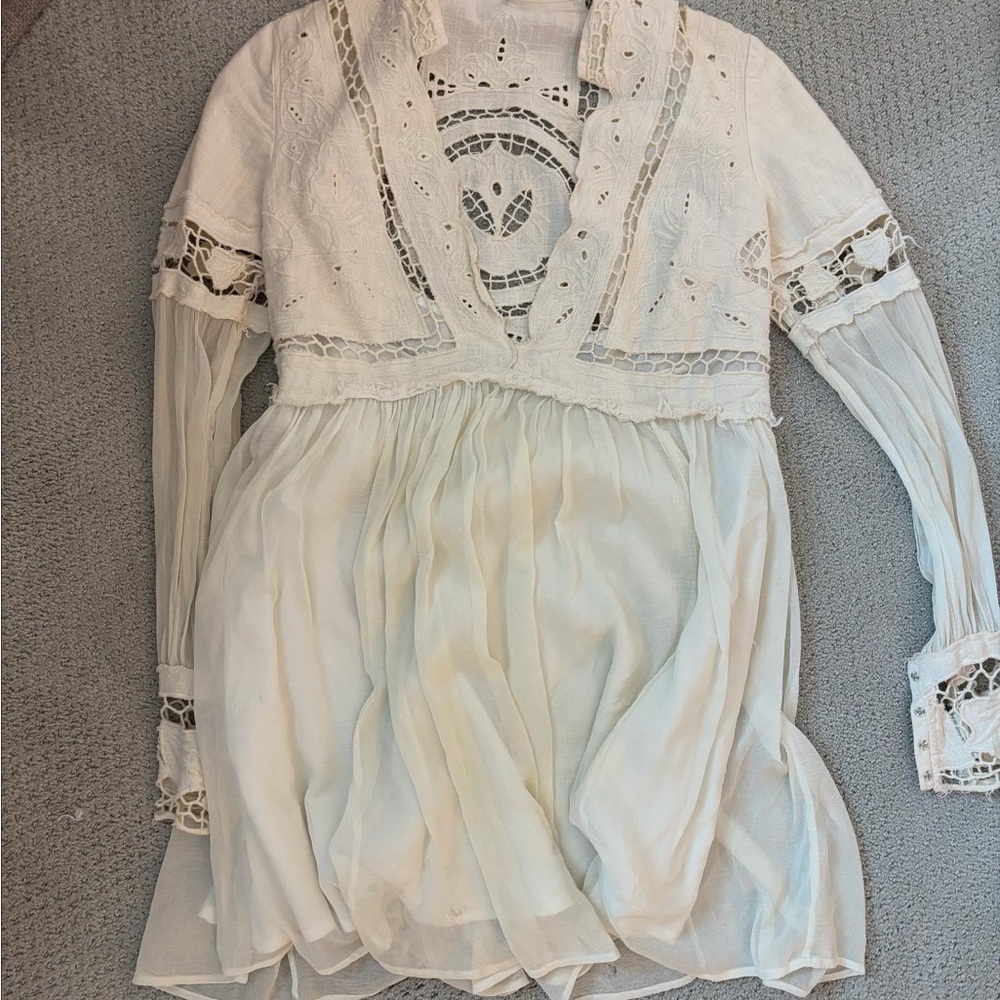 We The Free White Lace Mini Dress